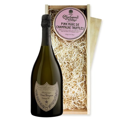 Dom Perignon Cuvee Prestige Brut 2013 And Pink Marc de Charbonnel Chocolates Box